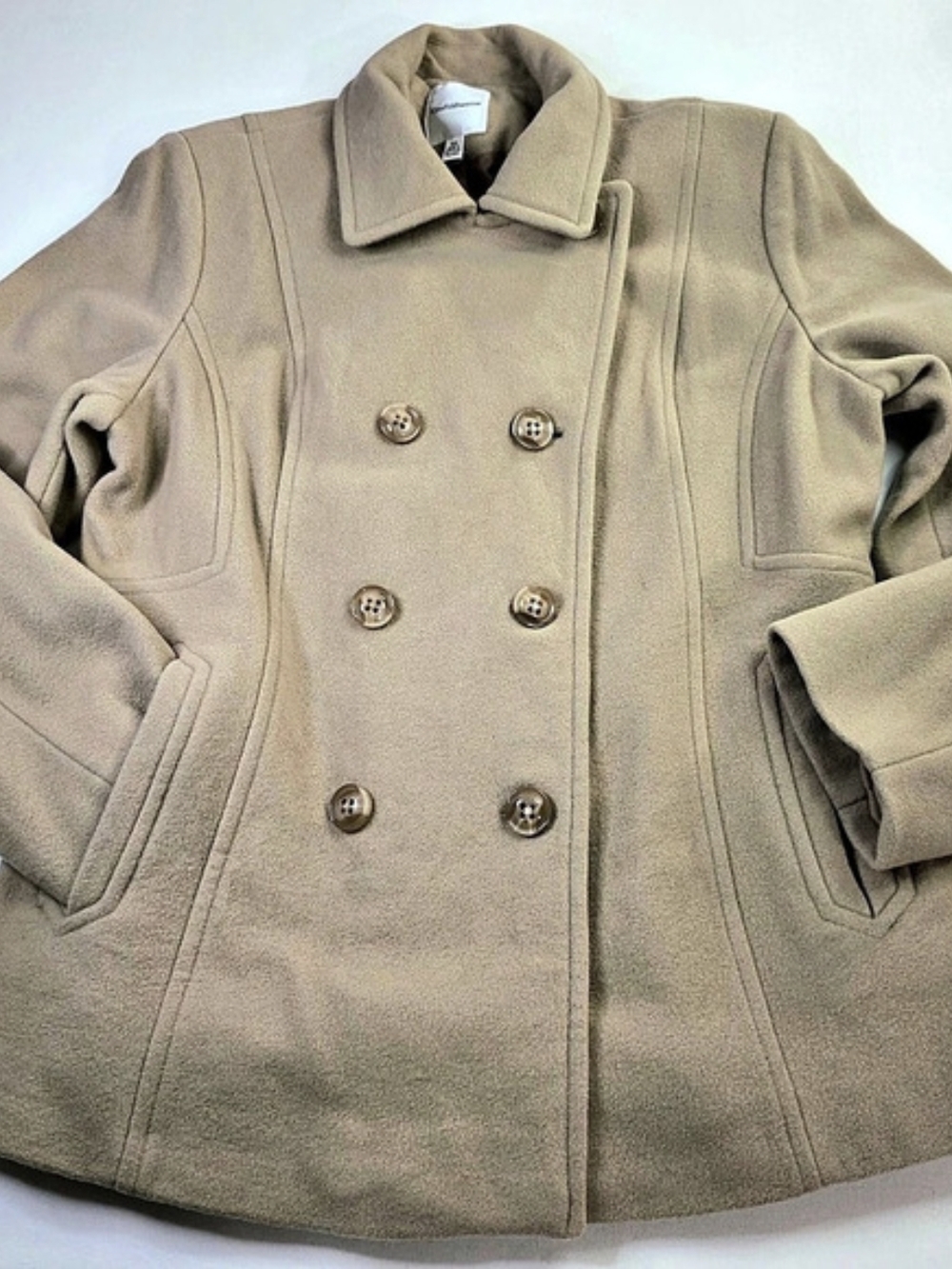 Croft & Barrow Double-Breasted Pea Coat in Tan XL Like New